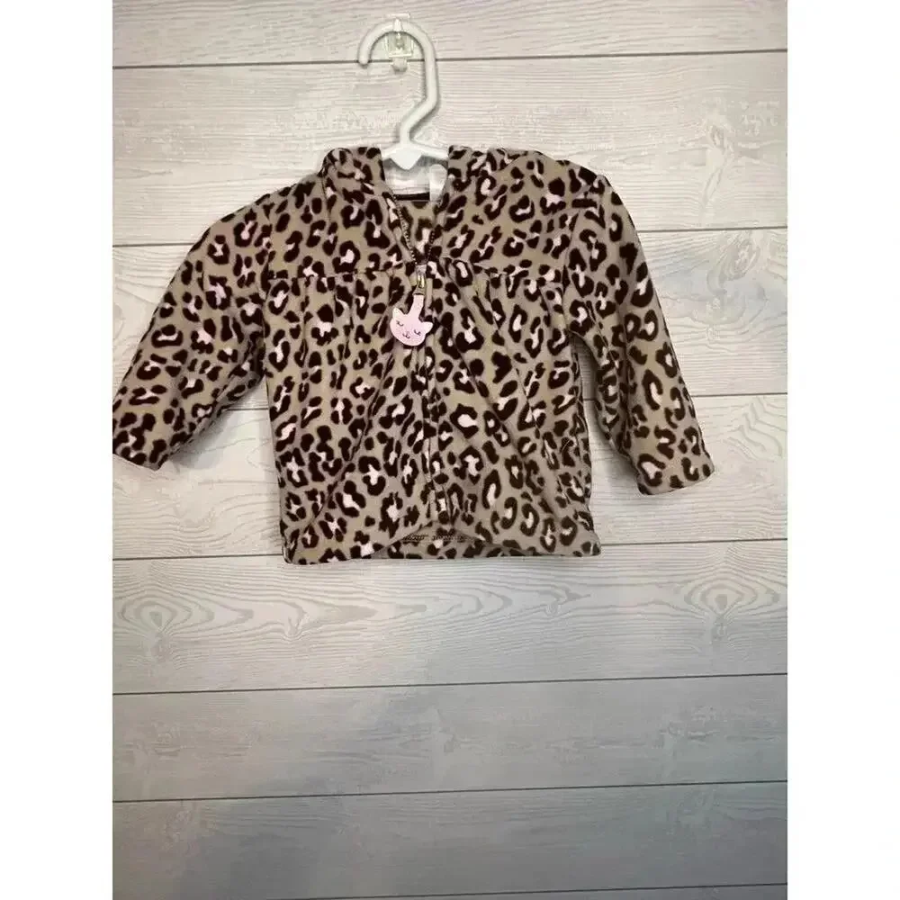 Carter’s fleece Cheetah jacket & brown pants Size 6 months